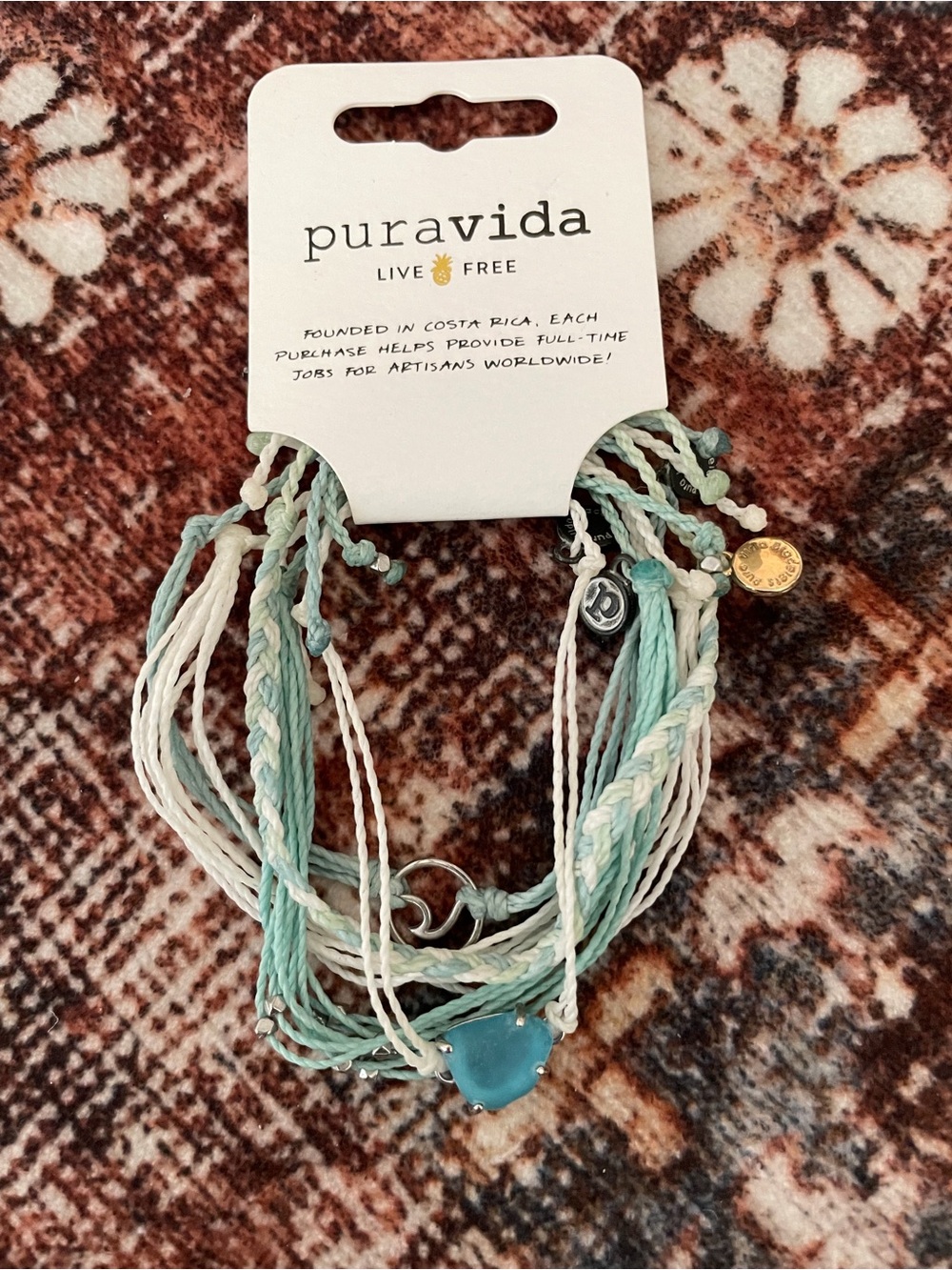 Pura Vida Sea Glass Multi-Strand Bracelets in Aqua and White